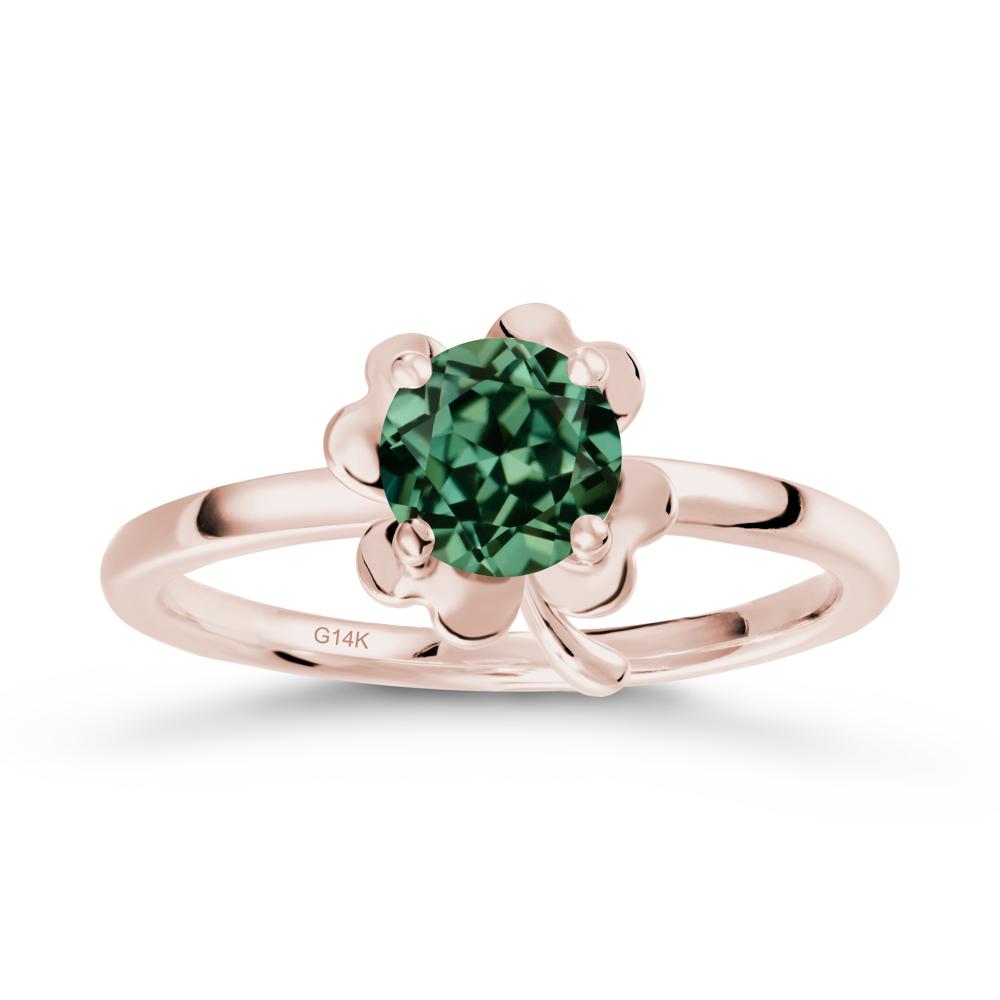 Green Sapphire Four Leaf Clover Creative Ring - LUO Jewelry #metal_14k rose gold