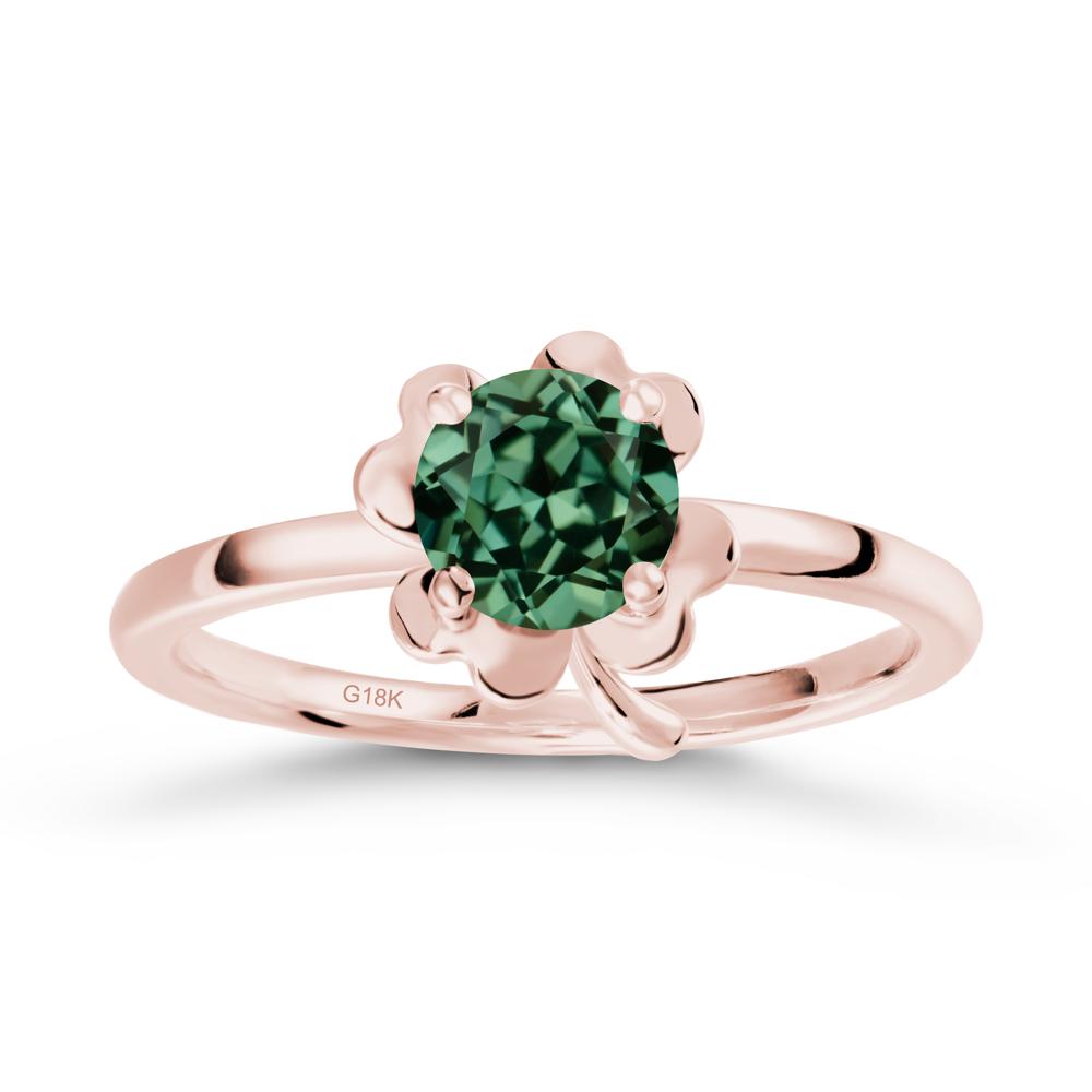 Green Sapphire Four Leaf Clover Creative Ring - LUO Jewelry #metal_18k rose gold