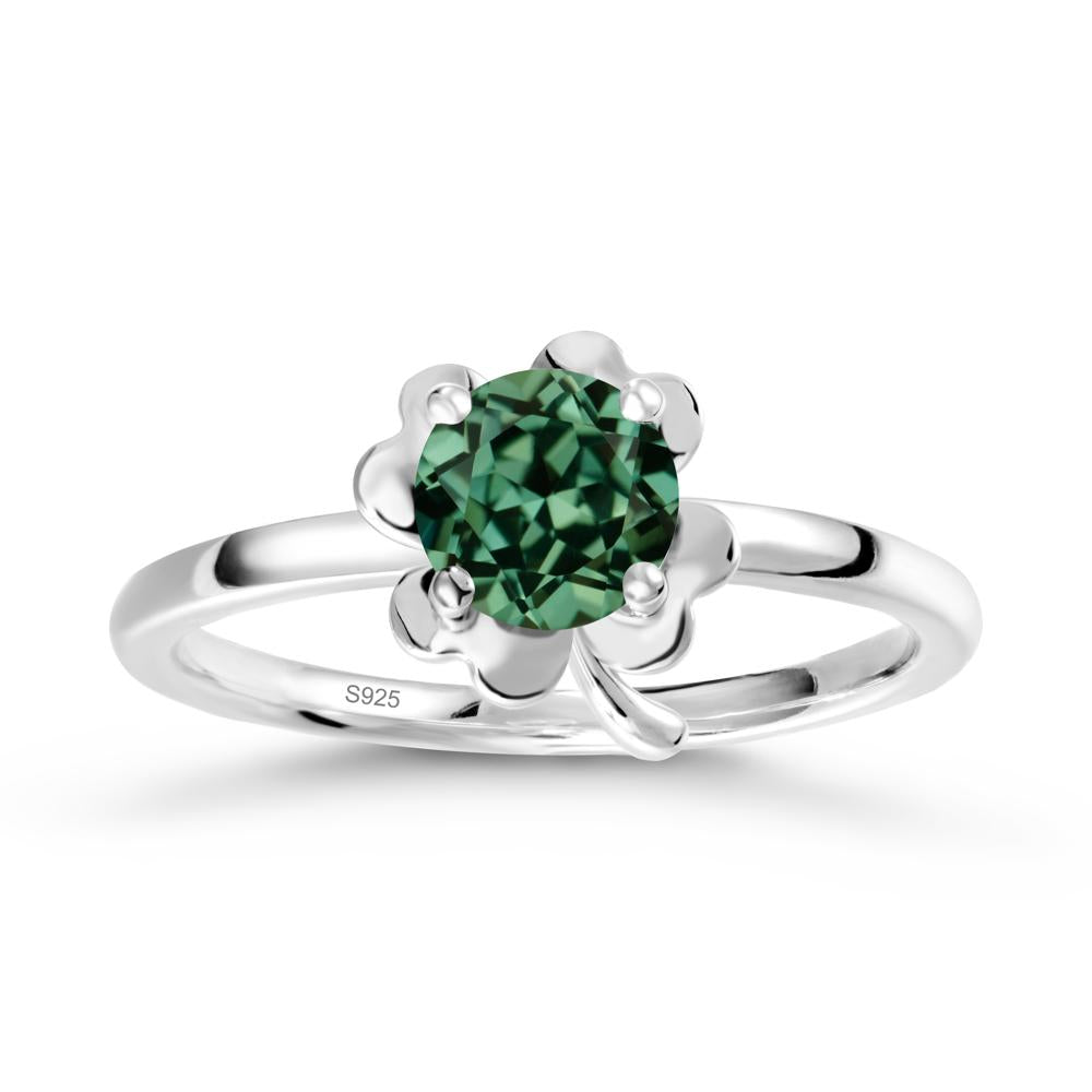 Green Sapphire Four Leaf Clover Creative Ring - LUO Jewelry #metal_sterling silver