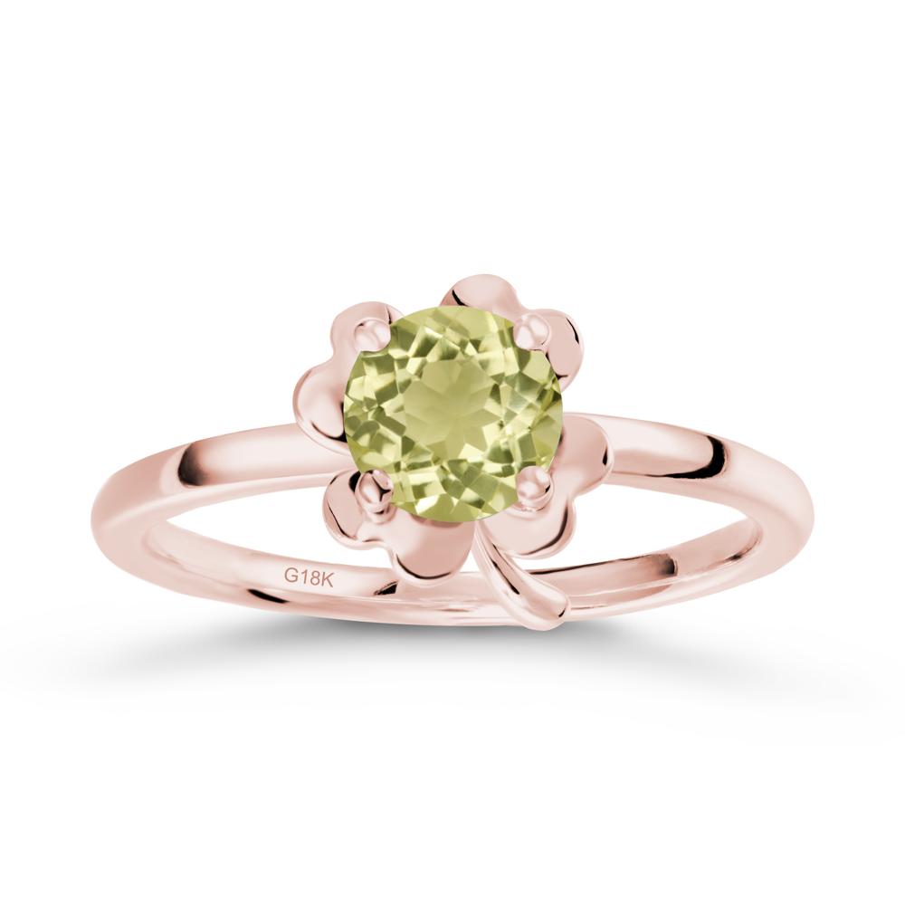 Round Lemon Quartz Four Leaf Clover Ring - LUO Jewelry #metal_18k rose gold