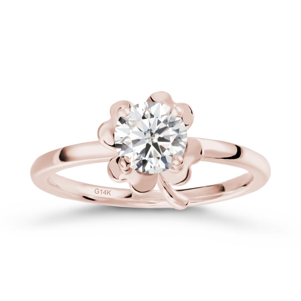 Moissanite Four Leaf Clover Creative Ring - LUO Jewelry #metal_14k rose gold