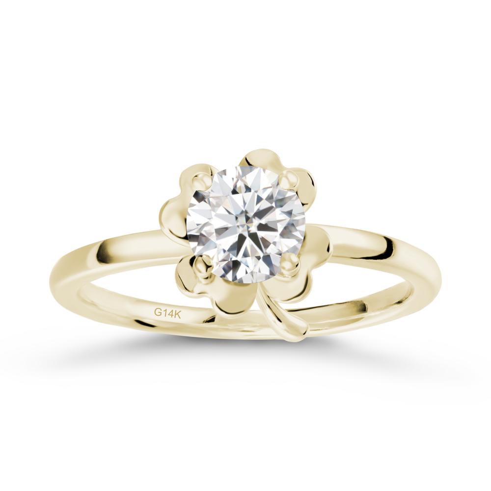 Moissanite Four Leaf Clover Creative Ring - LUO Jewelry #metal_14k yellow gold
