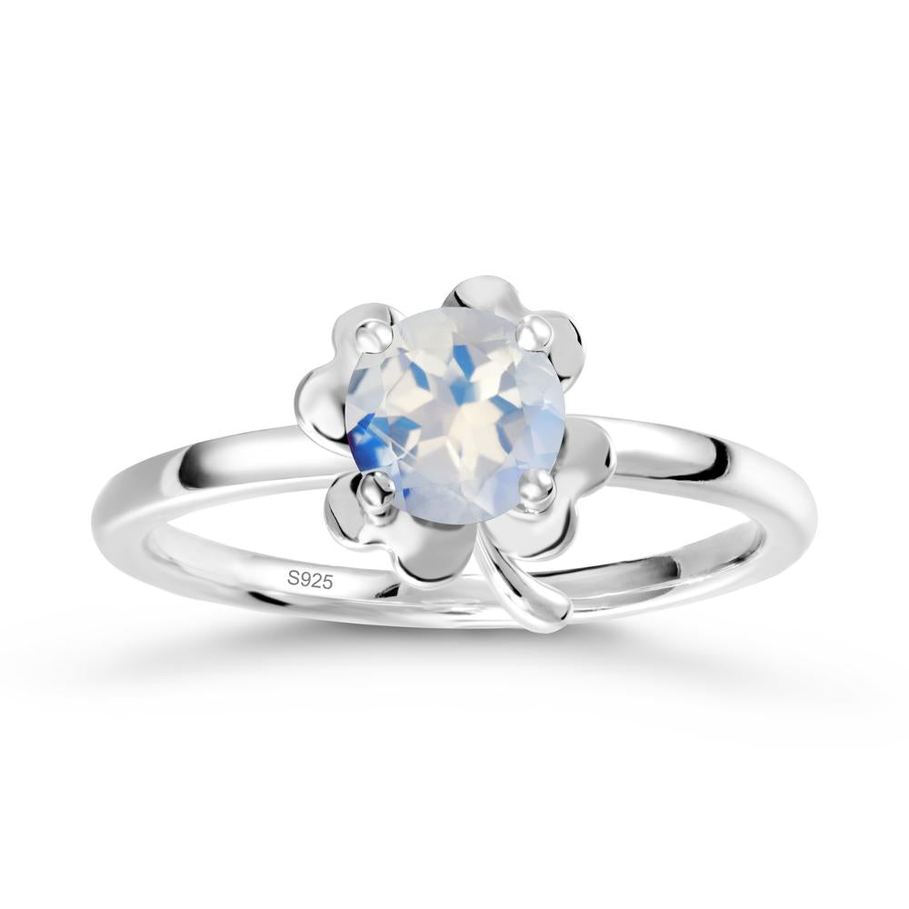 Round Moonstone Four Leaf Clover Ring - LUO Jewelry #metal_sterling silver