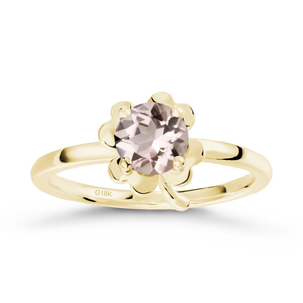 Four Leaf Clover Solitaire Morganite Ring - LUO Jewelry #metal_18k yellow gold