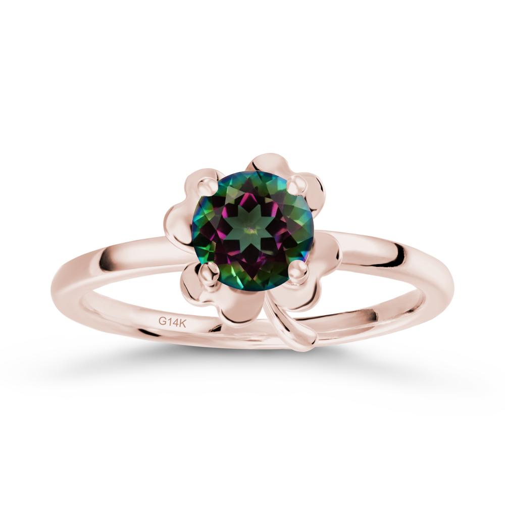 Mystic Topaz Four Leaf Clover Creative Ring - LUO Jewelry #metal_14k rose gold