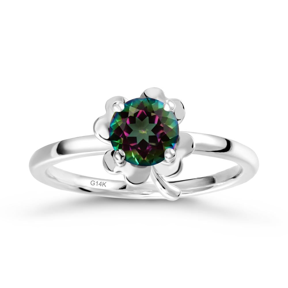 Mystic Topaz Four Leaf Clover Creative Ring - LUO Jewelry #metal_14k white gold