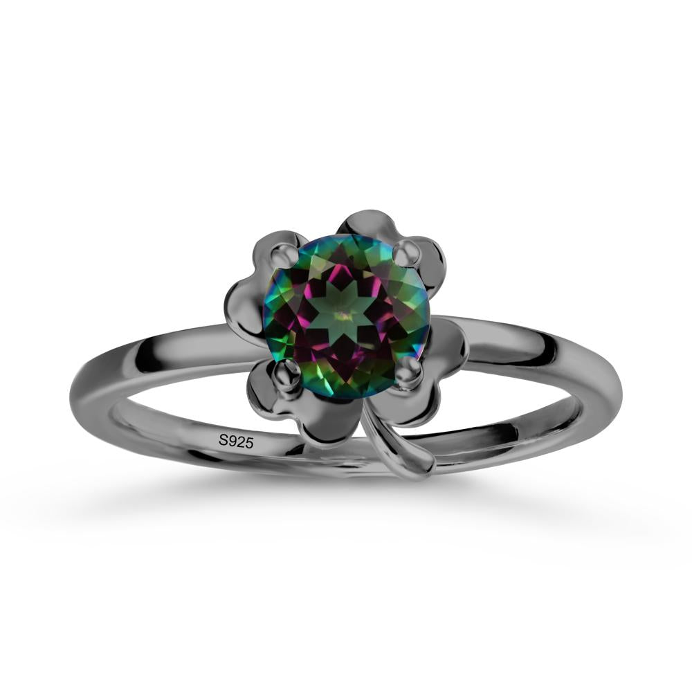 Mystic Topaz Four Leaf Clover Creative Ring - LUO Jewelry #metal_black finish sterling silver