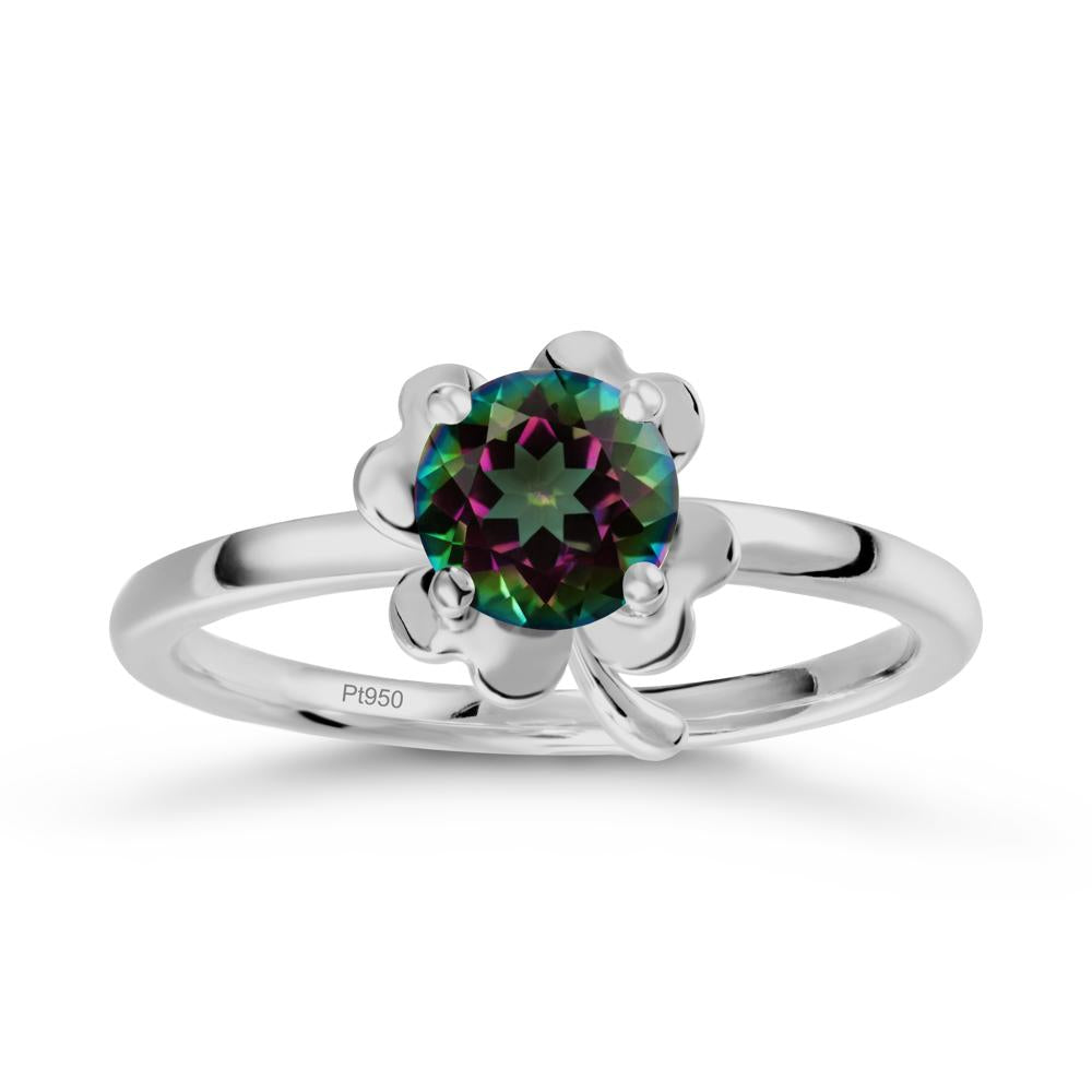 Mystic Topaz Four Leaf Clover Creative Ring - LUO Jewelry #metal_platinum