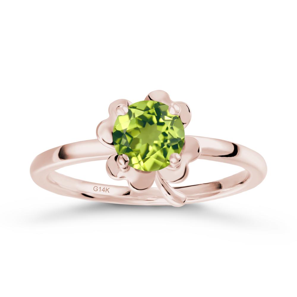 Four Leaf Clover Solitaire Peridot Ring - LUO Jewelry #metal_14k rose gold