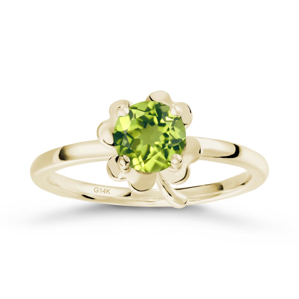 Four Leaf Clover Solitaire Peridot Ring - LUO Jewelry #metal_14k yellow gold