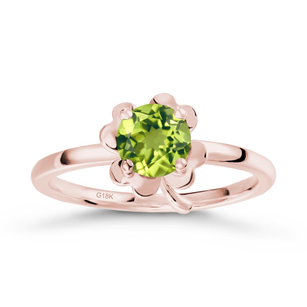 Four Leaf Clover Solitaire Peridot Ring - LUO Jewelry #metal_18k rose gold