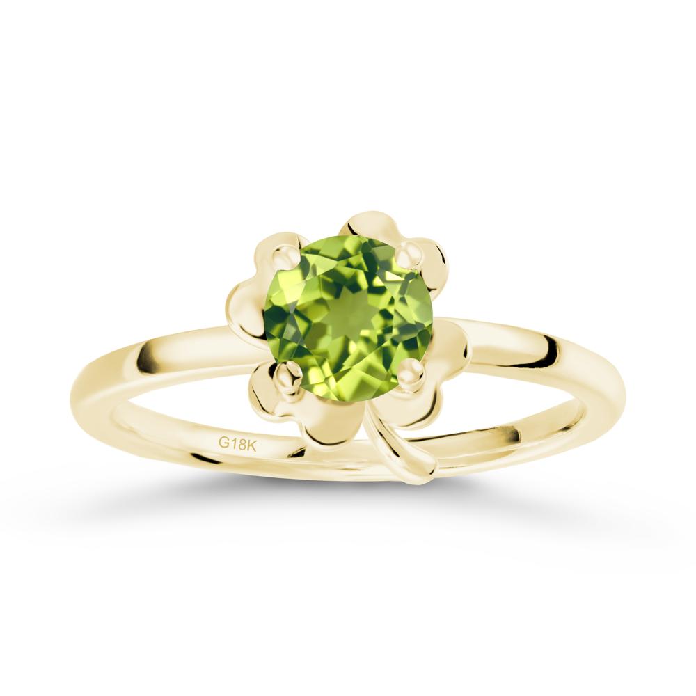 Four Leaf Clover Solitaire Peridot Ring - LUO Jewelry #metal_18k yellow gold