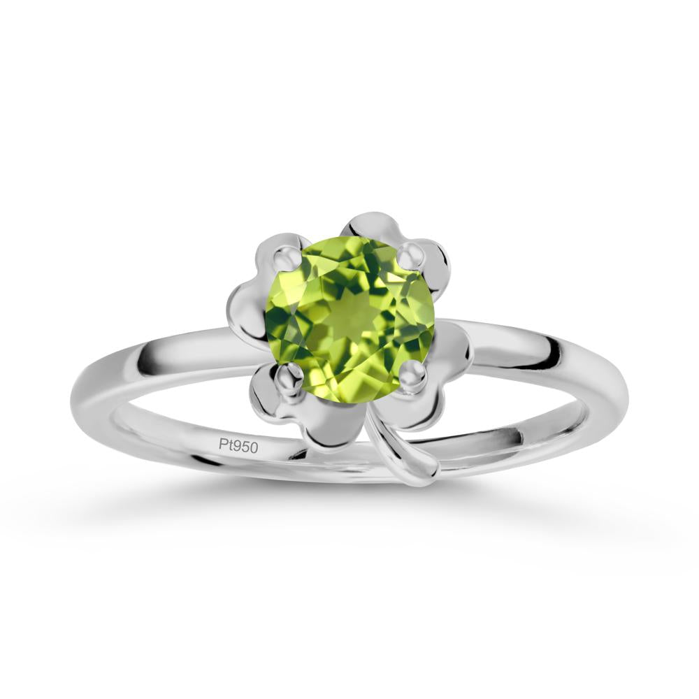 Four Leaf Clover Solitaire Peridot Ring - LUO Jewelry #metal_platinum