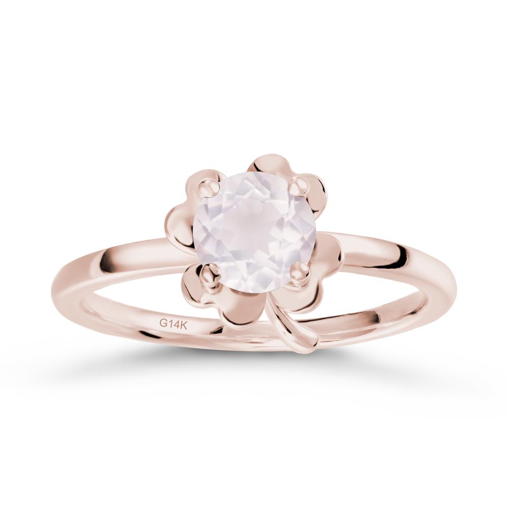 Rose Quartz Four Leaf Clover Creative Ring - LUO Jewelry #metal_14k rose gold