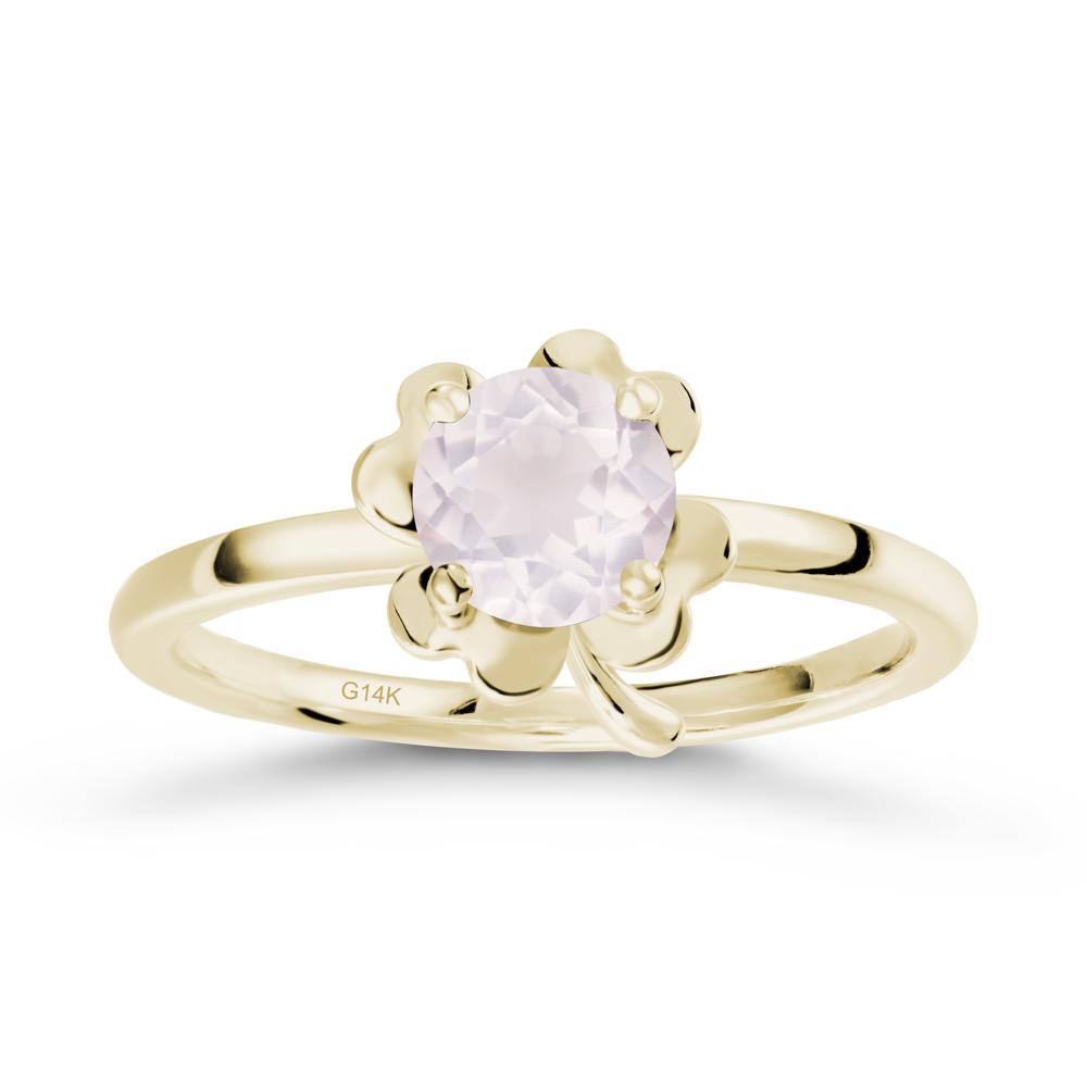 Rose Quartz Four Leaf Clover Creative Ring - LUO Jewelry #metal_14k yellow gold