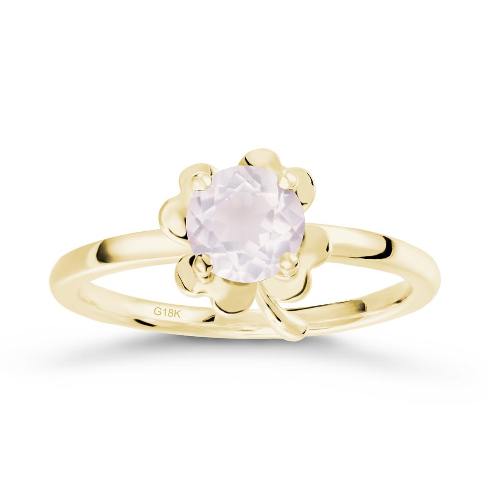 Rose Quartz Four Leaf Clover Creative Ring - LUO Jewelry #metal_18k yellow gold