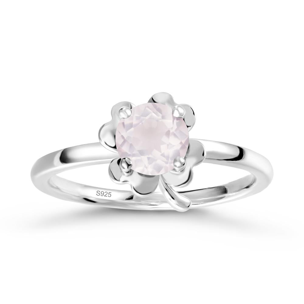 Rose Quartz Four Leaf Clover Creative Ring - LUO Jewelry #metal_sterling silver