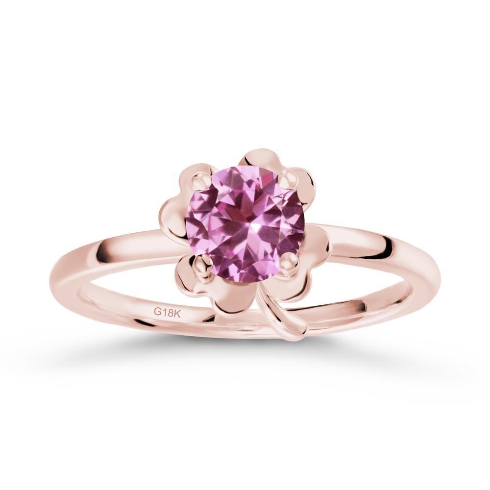 Round Pink Sapphire Four Leaf Clover Ring - LUO Jewelry #metal_18k rose gold