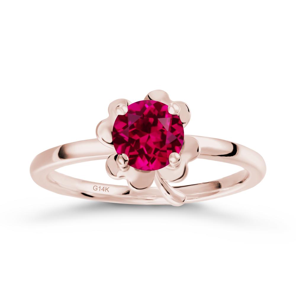 Ruby Four Leaf Clover Creative Ring - LUO Jewelry #metal_14k rose gold