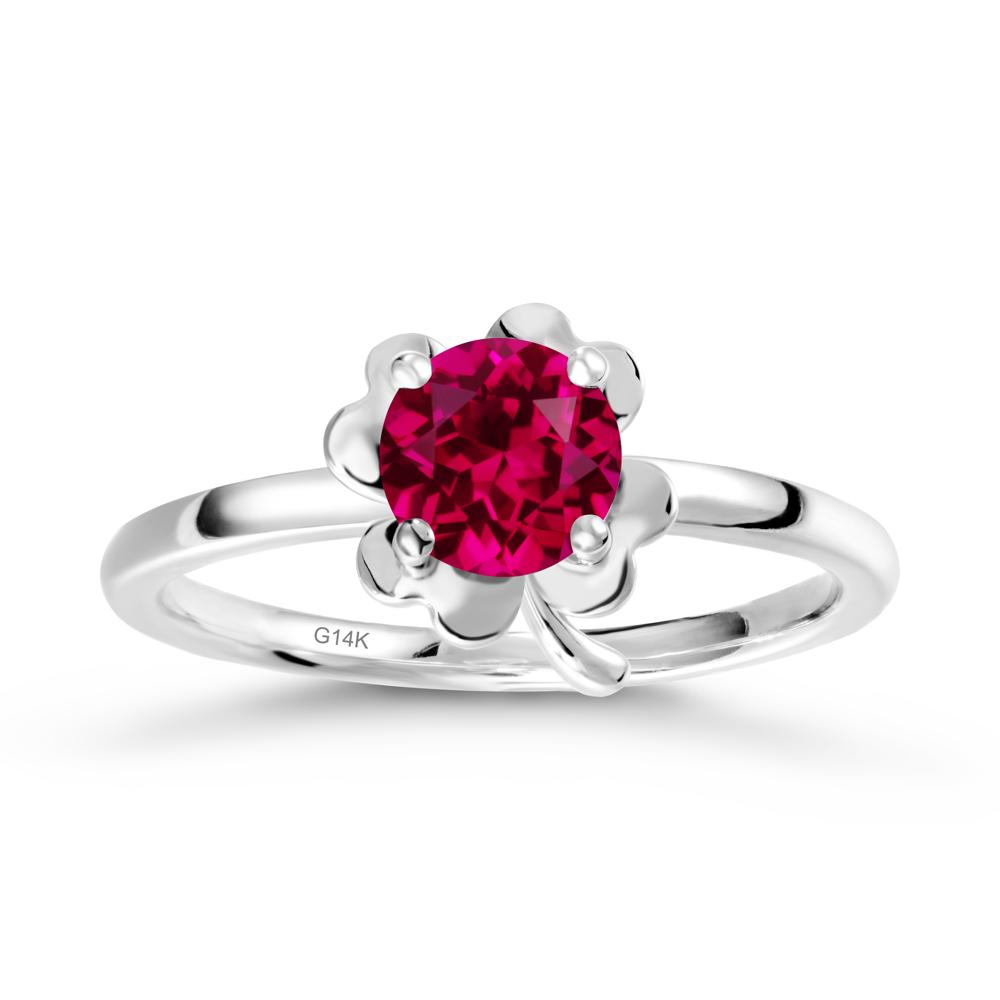 Ruby Four Leaf Clover Creative Ring - LUO Jewelry #metal_14k white gold