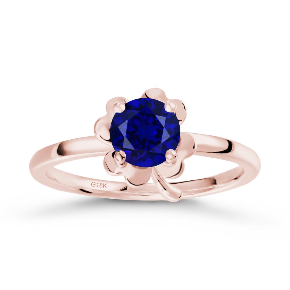 Round Sapphire Four Leaf Clover Ring - LUO Jewelry #metal_18k rose gold