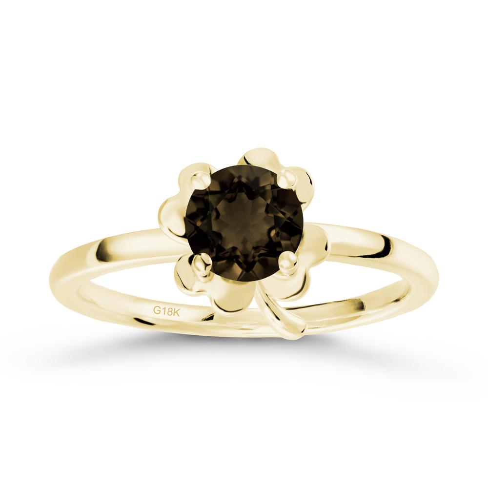 Four Leaf Clover Solitaire Smoky Quartz Ring - LUO Jewelry #metal_18k yellow gold