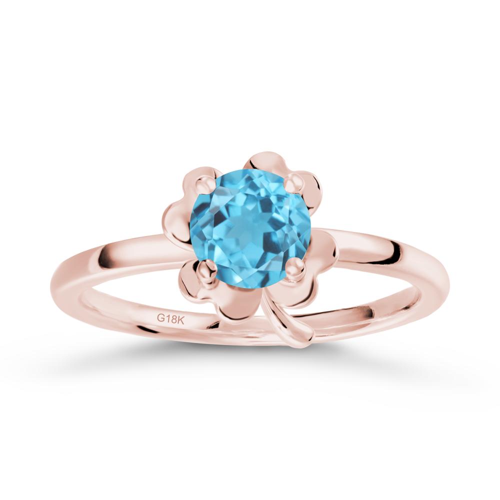 Swiss Blue Topaz Four Leaf Clover Creative Ring - LUO Jewelry #metal_18k rose gold