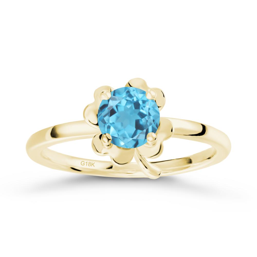 Swiss Blue Topaz Four Leaf Clover Creative Ring - LUO Jewelry #metal_18k yellow gold