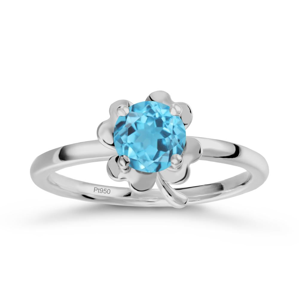 Swiss Blue Topaz Four Leaf Clover Creative Ring - LUO Jewelry #metal_platinum