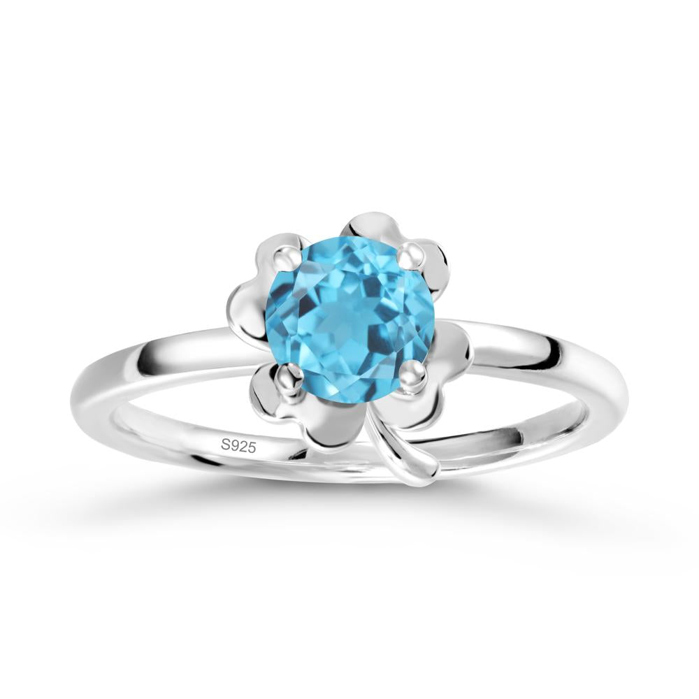 Swiss Blue Topaz Four Leaf Clover Creative Ring - LUO Jewelry #metal_sterling silver