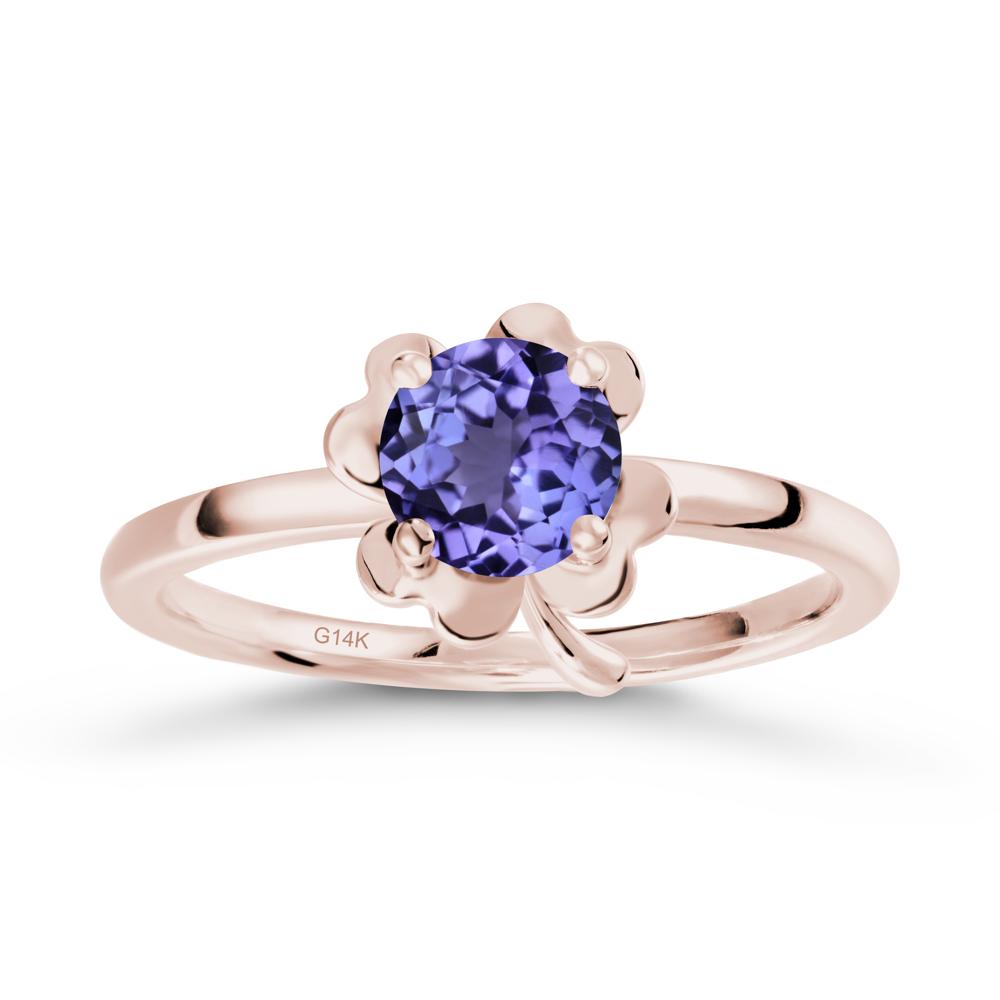 Round Tanzanite Four Leaf Clover Ring - LUO Jewelry #metal_14k rose gold