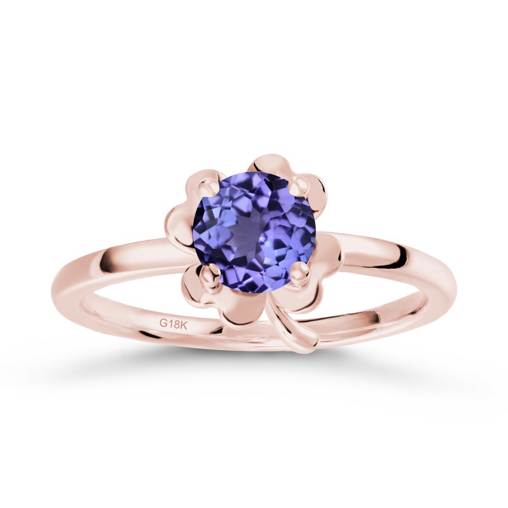 Round Tanzanite Four Leaf Clover Ring - LUO Jewelry #metal_18k rose gold