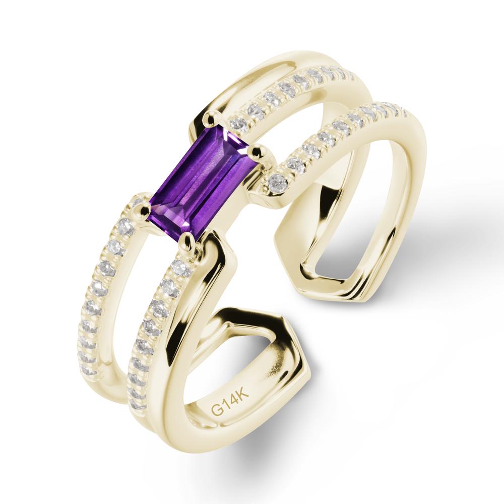 Double Half Eternity Band Amethyst Open Ring - LUO Jewelry #metal_14k yellow gold