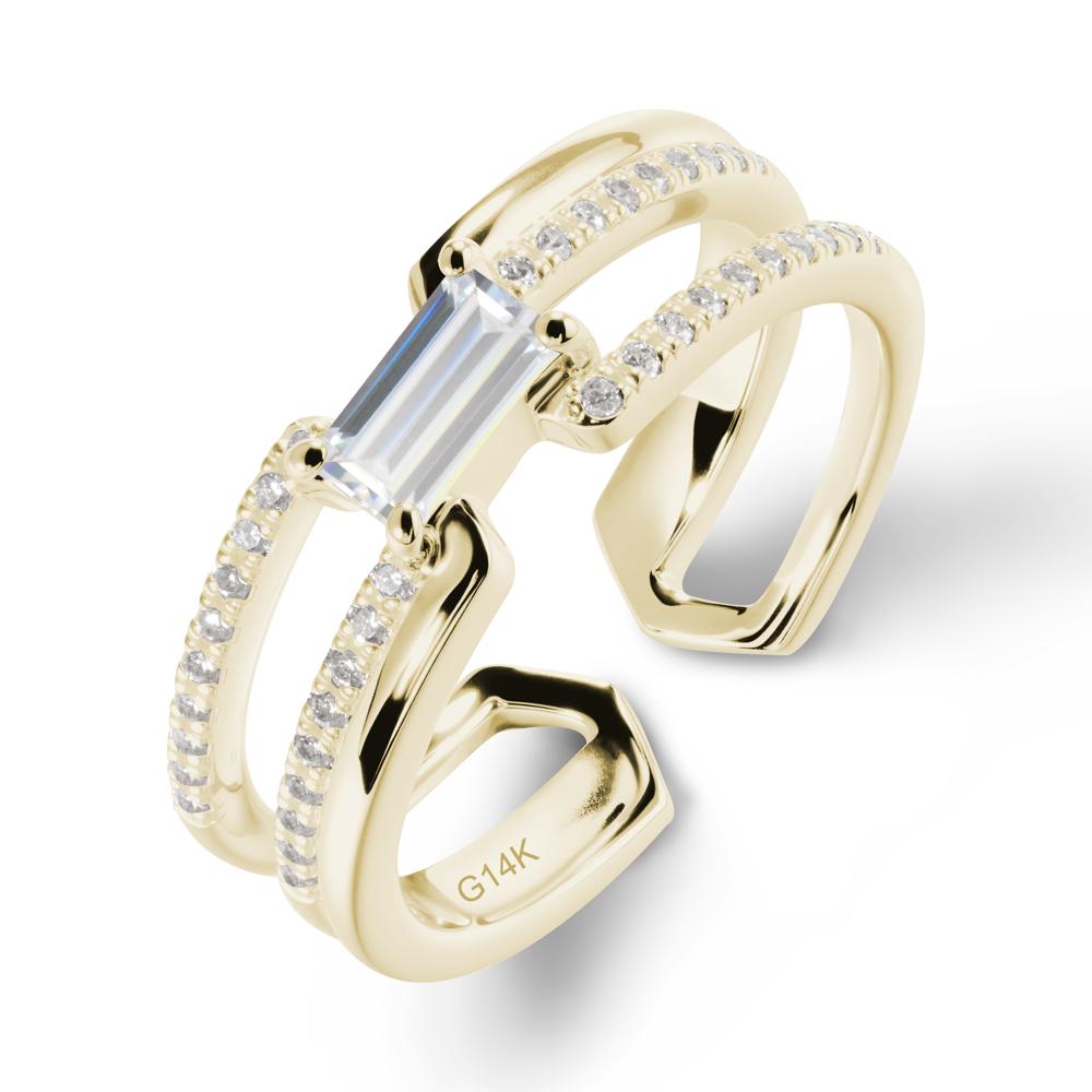 Double Half Eternity Band Cubic Zirconia Open Ring - LUO Jewelry #metal_14k yellow gold