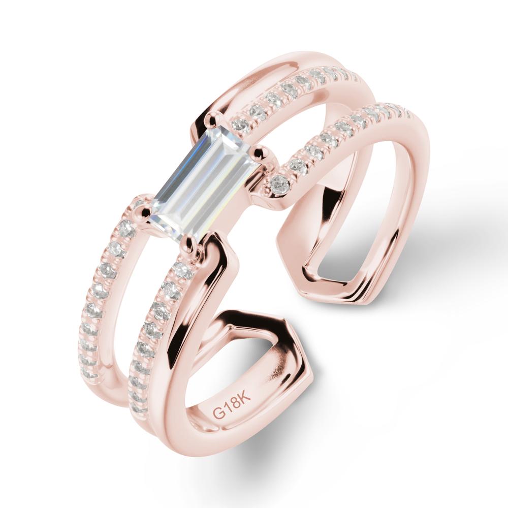 Double Half Eternity Band Cubic Zirconia Open Ring - LUO Jewelry #metal_18k rose gold