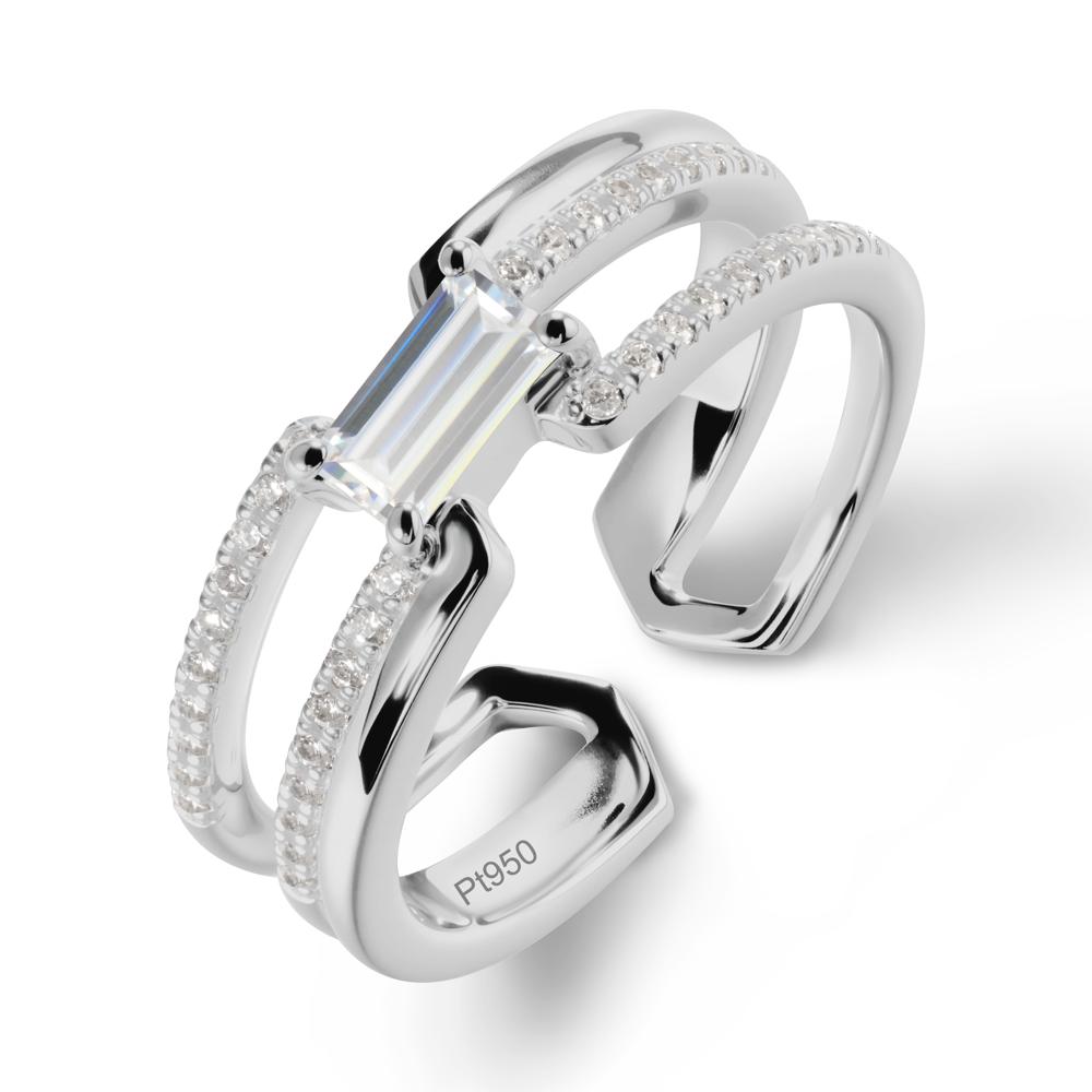 Double Half Eternity Band Cubic Zirconia Open Ring - LUO Jewelry #metal_platinum