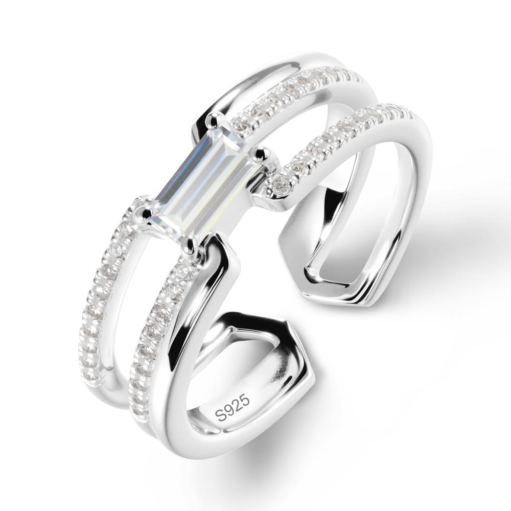 Double Half Eternity Band Cubic Zirconia Open Ring - LUO Jewelry #metal_sterling silver