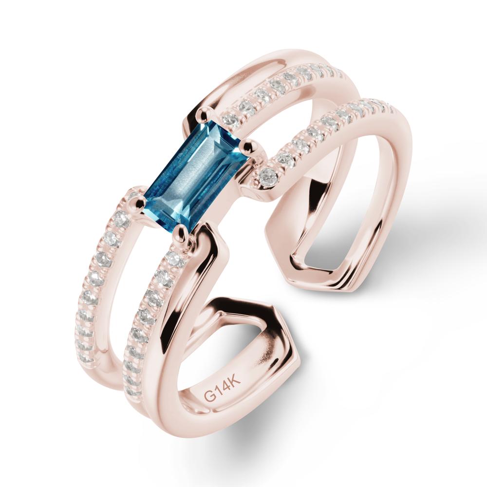 Double Half Eternity Band London Blue Topaz Open Ring - LUO Jewelry #metal_14k rose gold