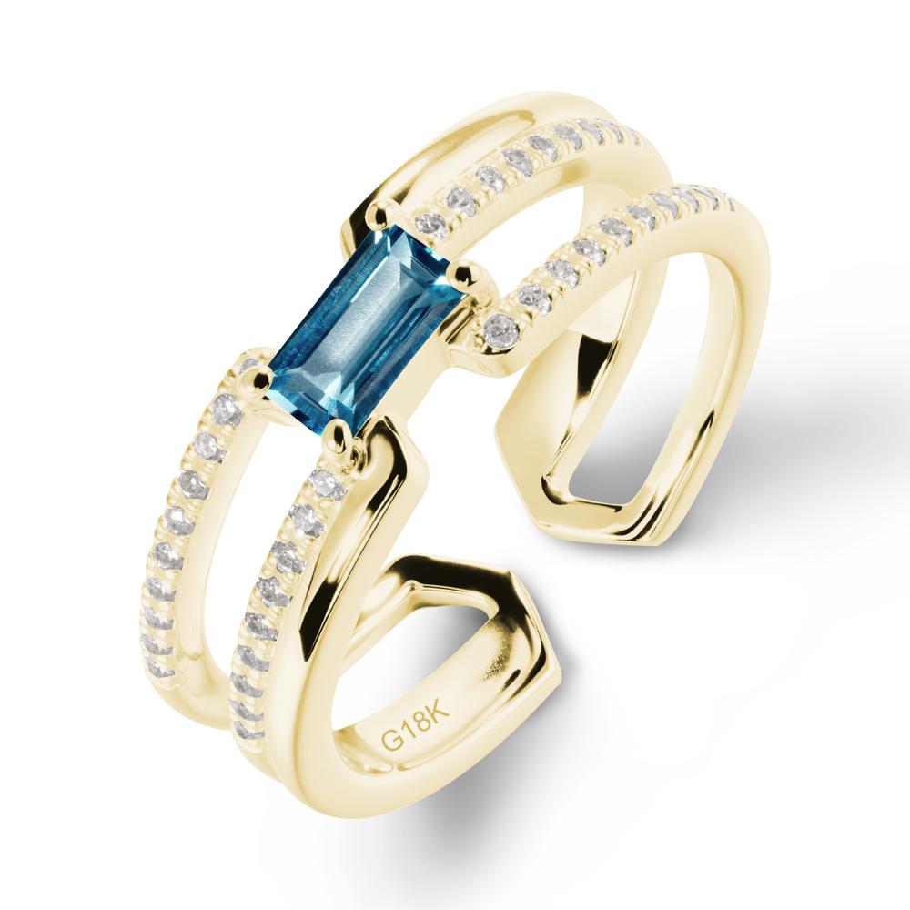 Double Half Eternity Band London Blue Topaz Open Ring - LUO Jewelry #metal_18k yellow gold
