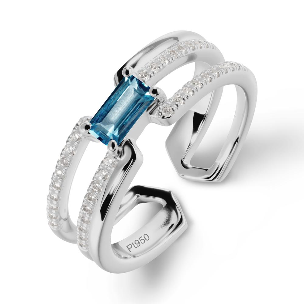 Double Half Eternity Band London Blue Topaz Open Ring - LUO Jewelry #metal_platinum