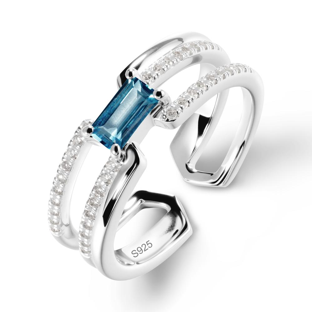 Double Half Eternity Band London Blue Topaz Open Ring - LUO Jewelry #metal_sterling silver