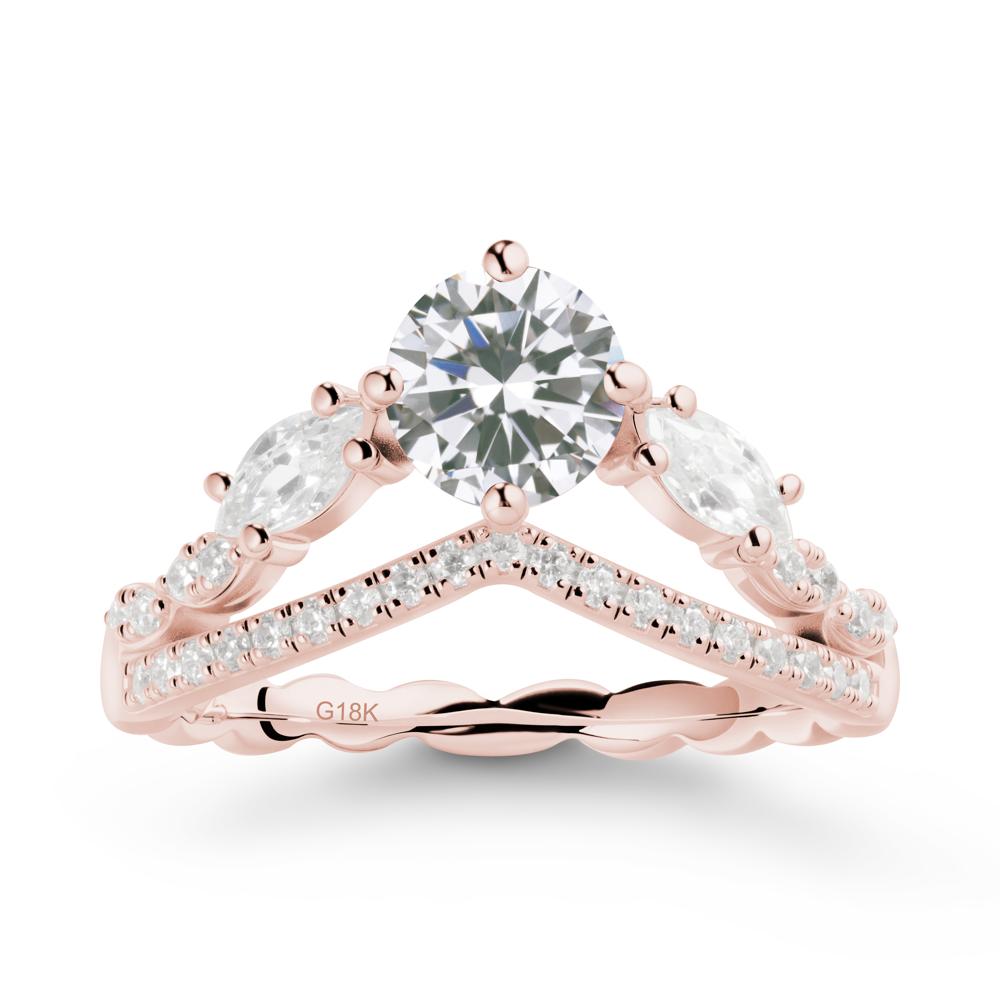 Leaf Inspired Crown Cubic Zirconia Ring - LUO Jewelry #metal_18k rose gold