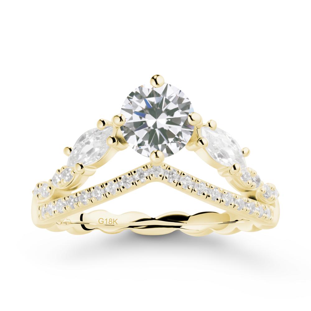 Leaf Inspired Crown Cubic Zirconia Ring - LUO Jewelry #metal_18k yellow gold