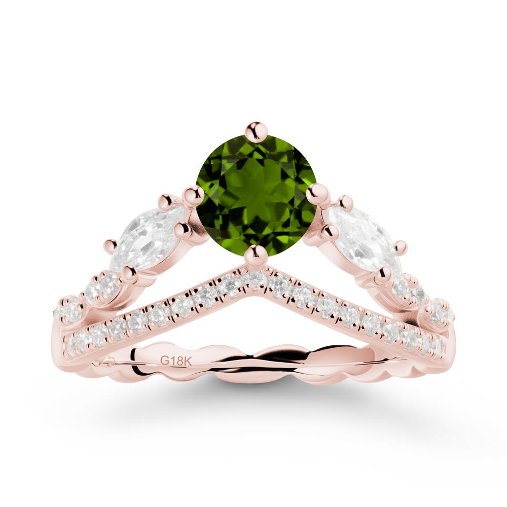 Round Diopside Crown Ring with Leaf - LUO Jewelry #metal_18k rose gold
