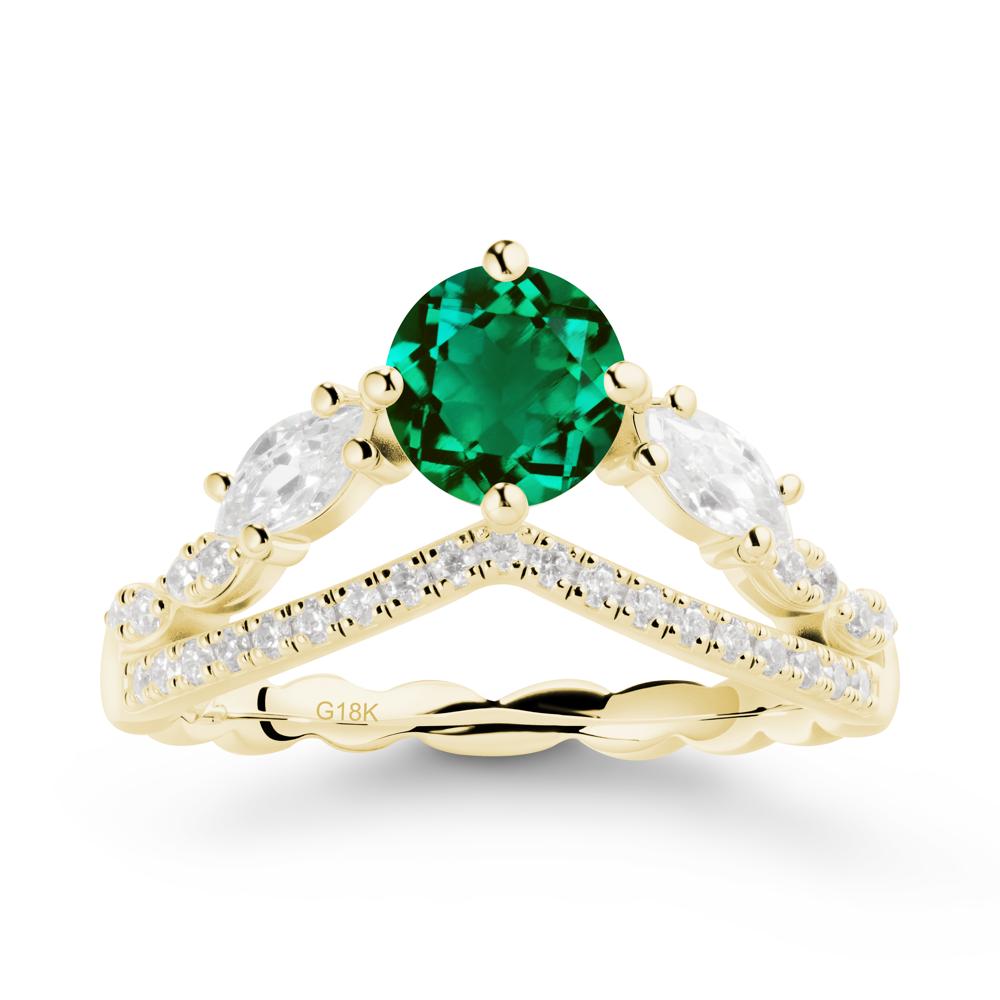 Leaf Inspired Crown Emerald Ring - LUO Jewelry #metal_18k yellow gold