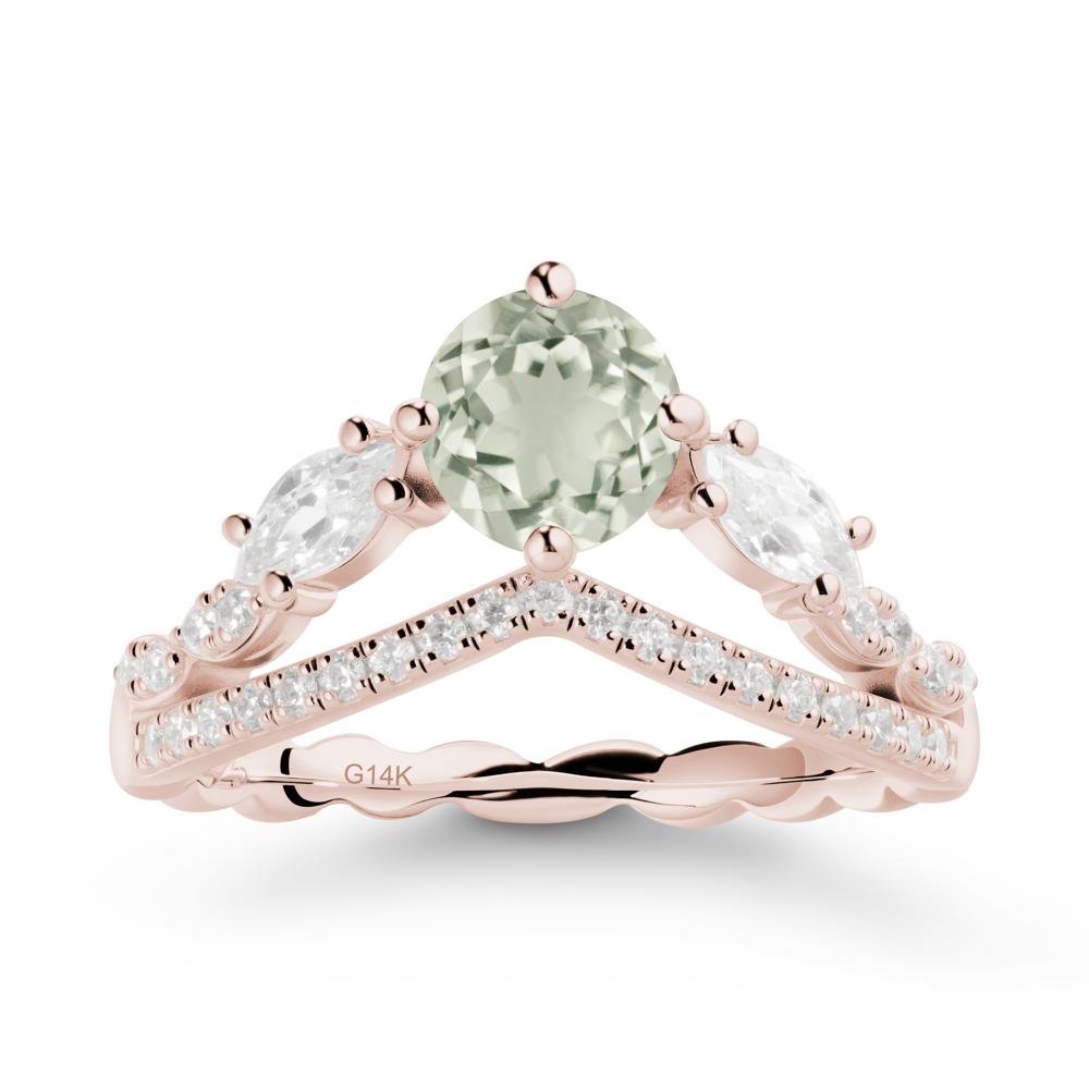 Leaf Inspired Crown Green Amethyst Ring - LUO Jewelry #metal_14k rose gold