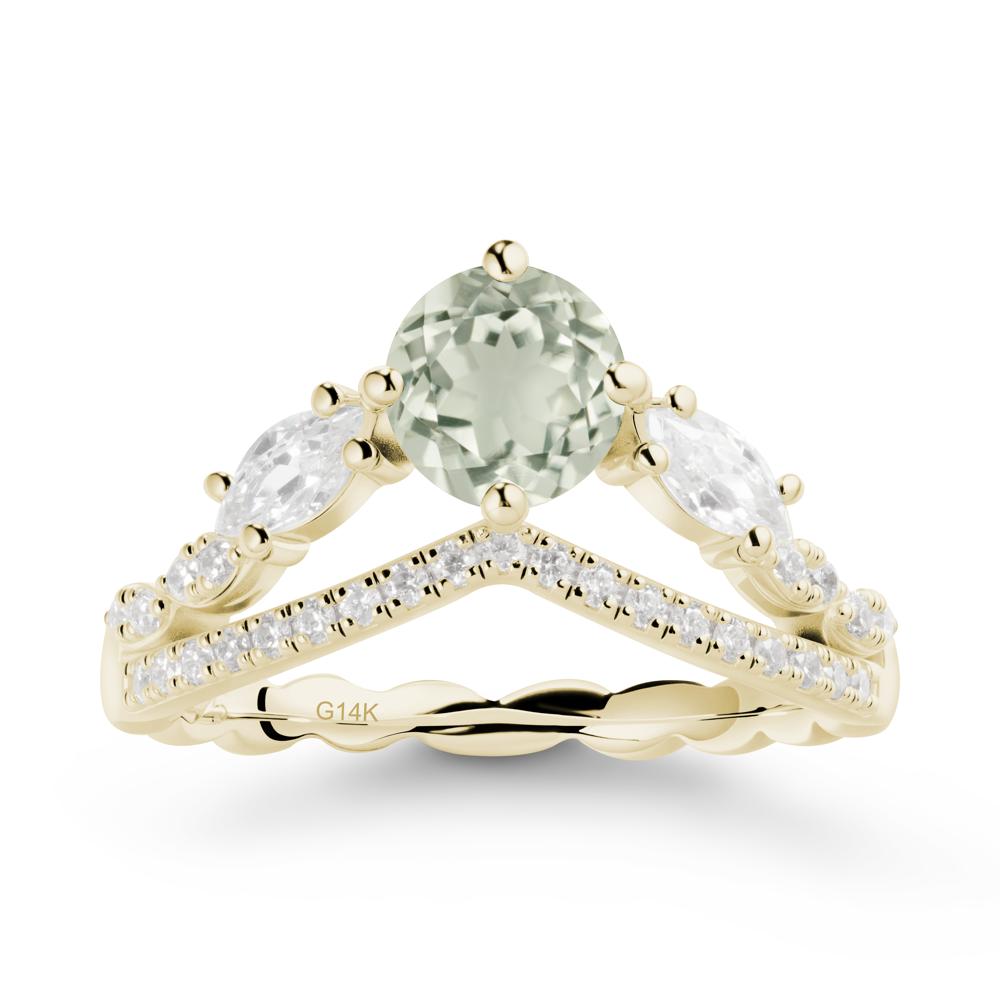 Leaf Inspired Crown Green Amethyst Ring - LUO Jewelry #metal_14k yellow gold