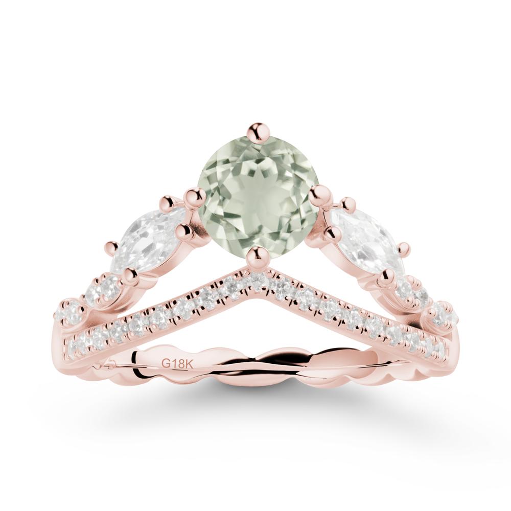 Leaf Inspired Crown Green Amethyst Ring - LUO Jewelry #metal_18k rose gold