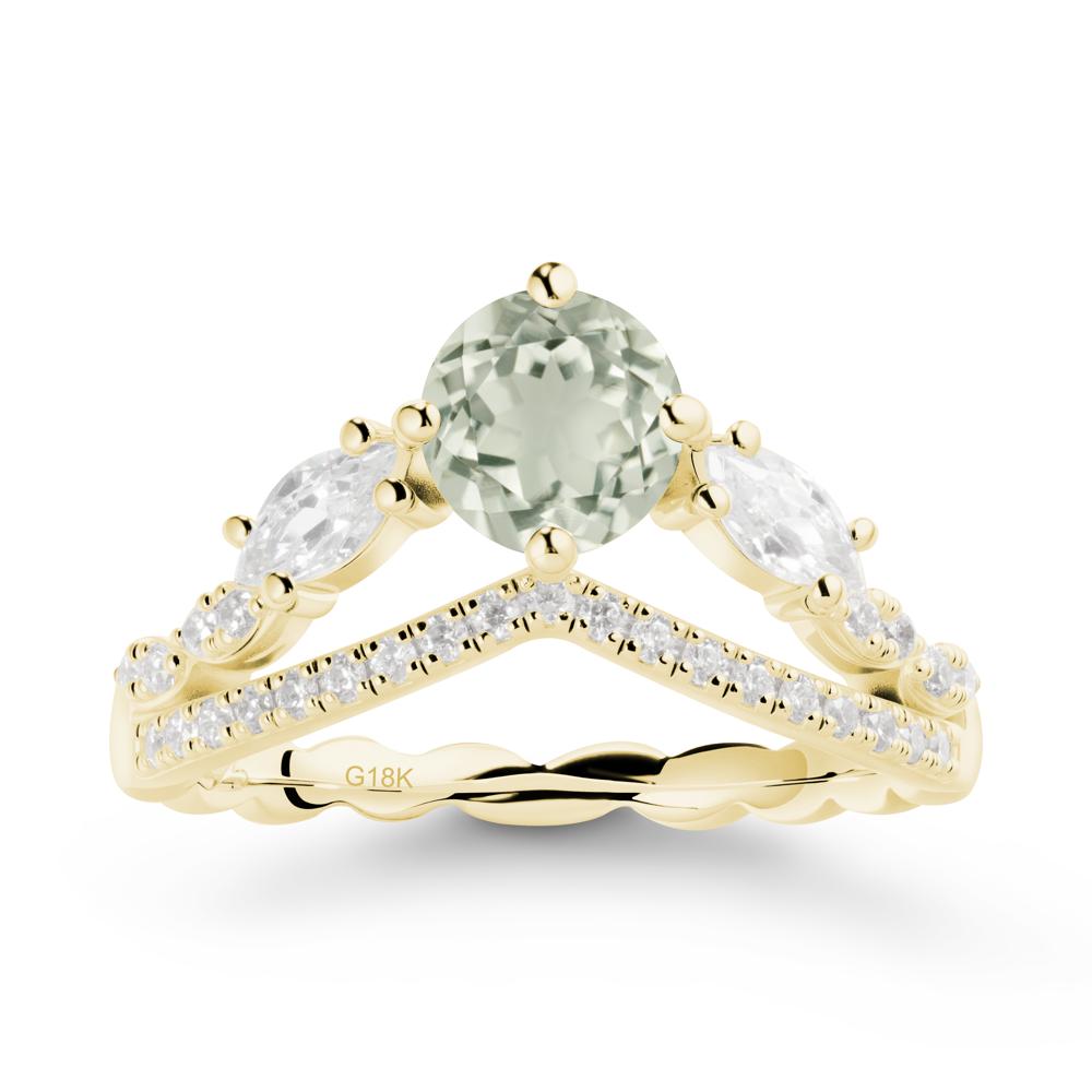 Leaf Inspired Crown Green Amethyst Ring - LUO Jewelry #metal_18k yellow gold