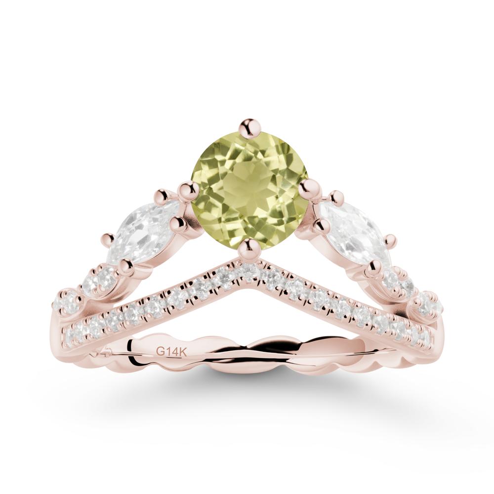 Leaf Inspired Crown Lemon Quartz Ring - LUO Jewelry #metal_14k rose gold